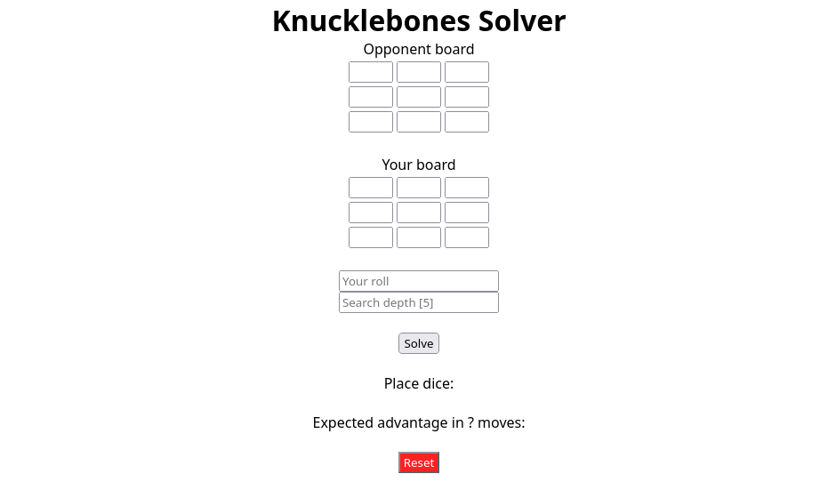 Knucklebones Solver screenshot